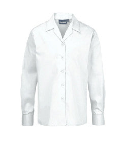 White Long-Sleeve  Rever Blouse (Twin Pack)