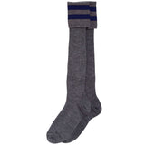 Grey Long Socks with Navy Bars